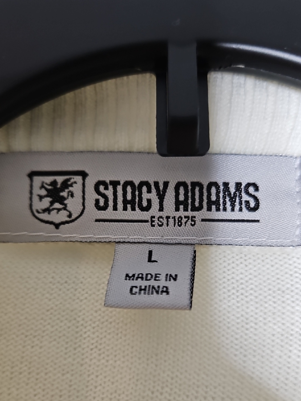 Stacy Adams Cream Knit Zip Sweater with Brown Accent - Picture 2 of 7